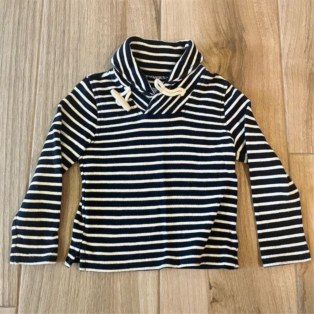 Crewcuts Kids Nautical Striped Toggle Sweater Navy & White Size 2XS